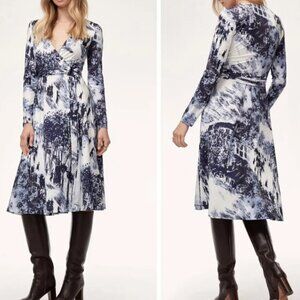 Aritzia Babaton Tyler Print Wrap Dress Blue White